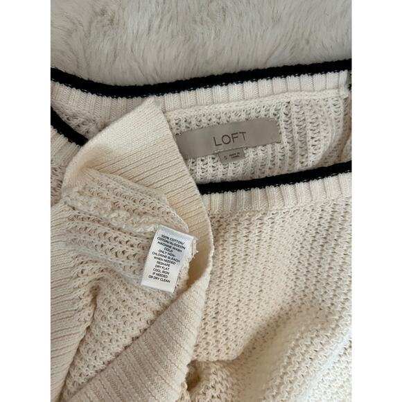 Loft women Tipped Pullover Fit and Flare Knit Sweater With Bow Cuff Detail sz S - Picture 13 of 13